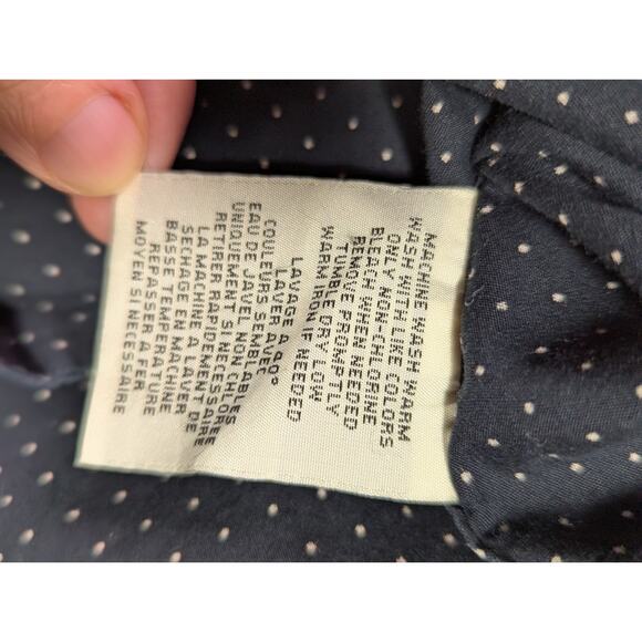 Denim & Supply Ralph Lauren Large Navy Polka Dot Long Sleeve Button Down Cotton - Picture 8 of 14